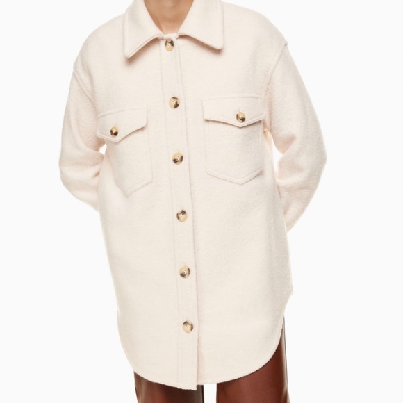 Wilfred Free Ganna Shirt Jacket, Heather Bone, Size S - Picture 4 of 6
